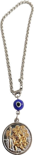 Car Charm Steel Silver Gold Double-Sided Saint Christopher-Virgin Mary Gt-309408416-621