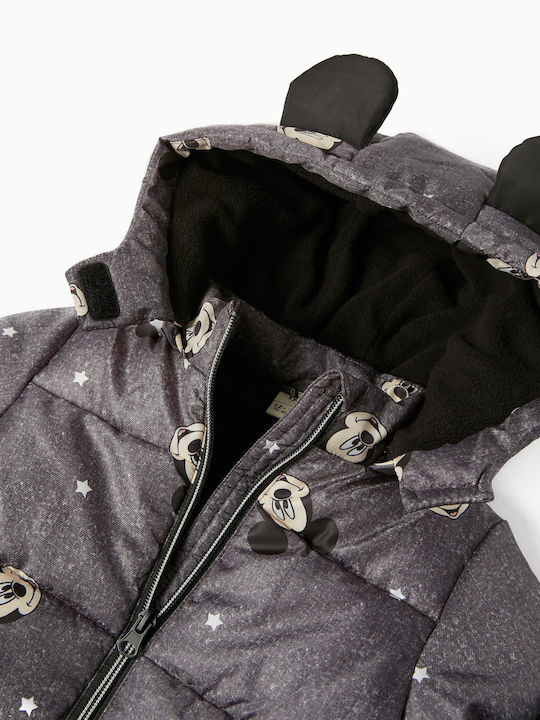 Kids Casual Hooded Jacket Dark Gray