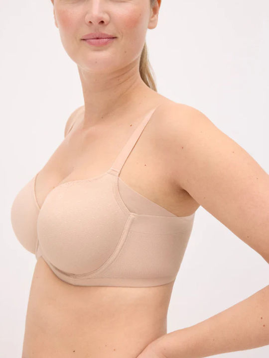 Beige Bra with Light Padding and Underwire