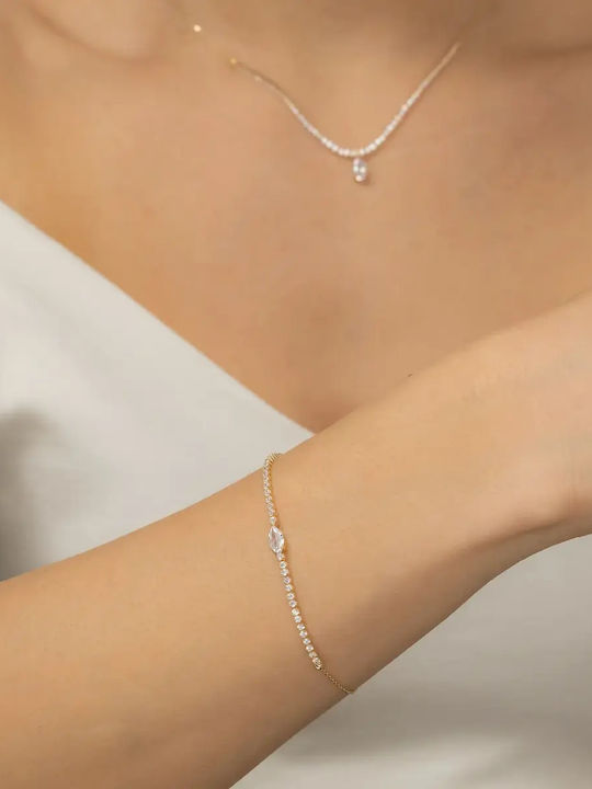 Set with Necklace Earrings & Bracelet from 14K Gold with Stones