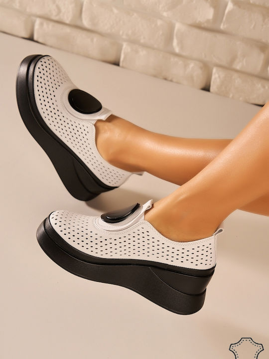 Mocasini Dama Din Piele Albă