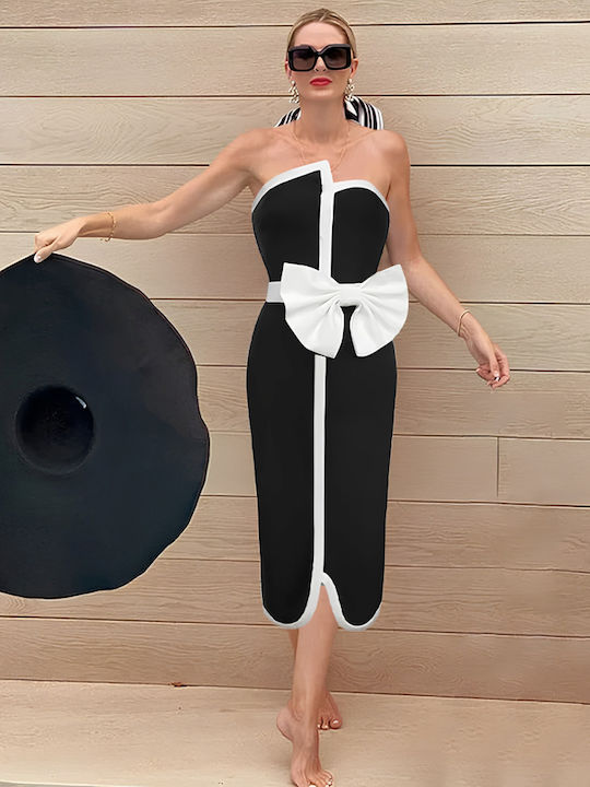 Costum De Baie Întreg Negru Fără Bretele