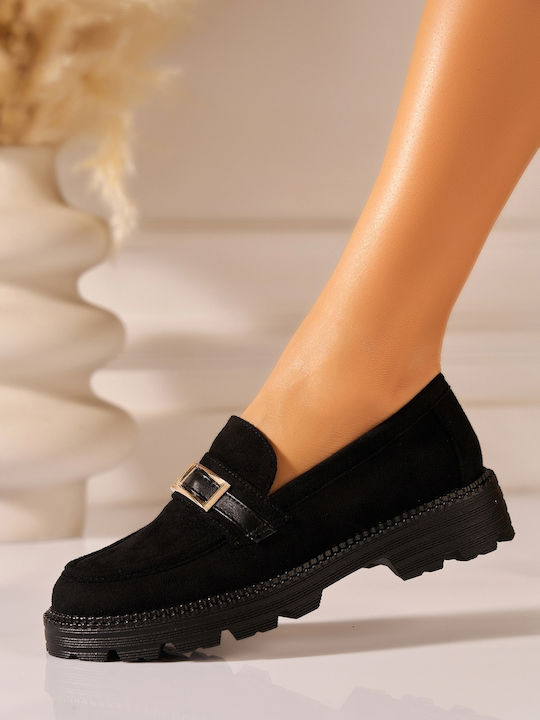 Mocasini Dama Din Piele În Culoare Neagră T660