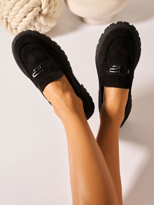 Mocasini Dama Loafers În Culoare Neagră