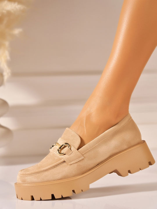 Loafers Dama Din Piele În Culoare Bej T676