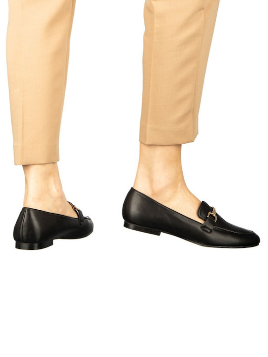 Δερμάτινα Γυναικεία Loafers σε Μαύρο Χρώμα