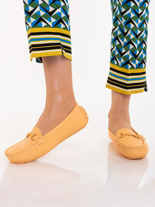 Loafers Dama Din Piele În Culoare Portocalie