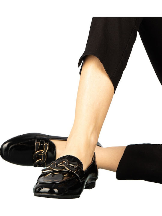 Loafers Dama Din Piele În Culoare Neagră