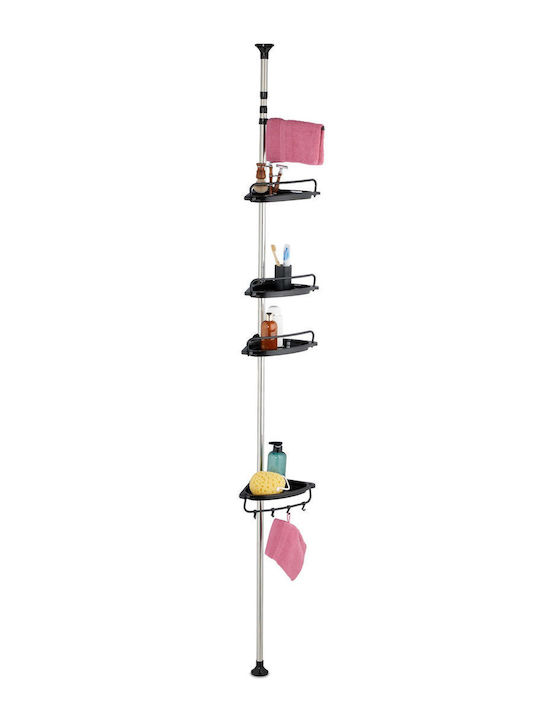 Relaxdays Floor Wall Mounted Bathroom Shelf Metallic 99x33x21cm Black