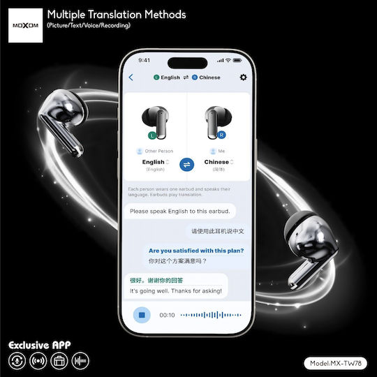 Moxom MX-TW78 In-ear Bluetooth Handsfree Earphones with Charging Case Black