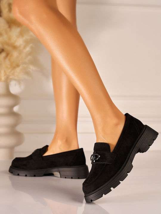 Loafers Dama Din Piele În Culoare Neagră