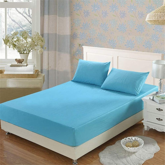 Bettlaken für Einzelbett mit Gummibettlaken 90x200cm Aqua