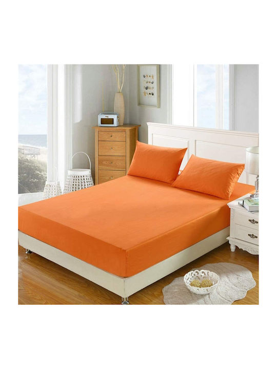 Cearceaf De Pat Semi Dublu Cu Hugger Din Cauciuc 120x200cm Portocaliu
