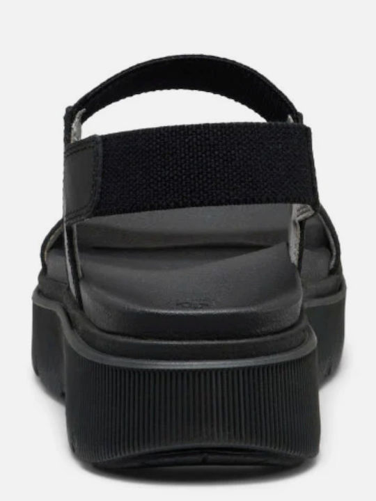 Backstrap Damen Flache Sandalen Schwarz