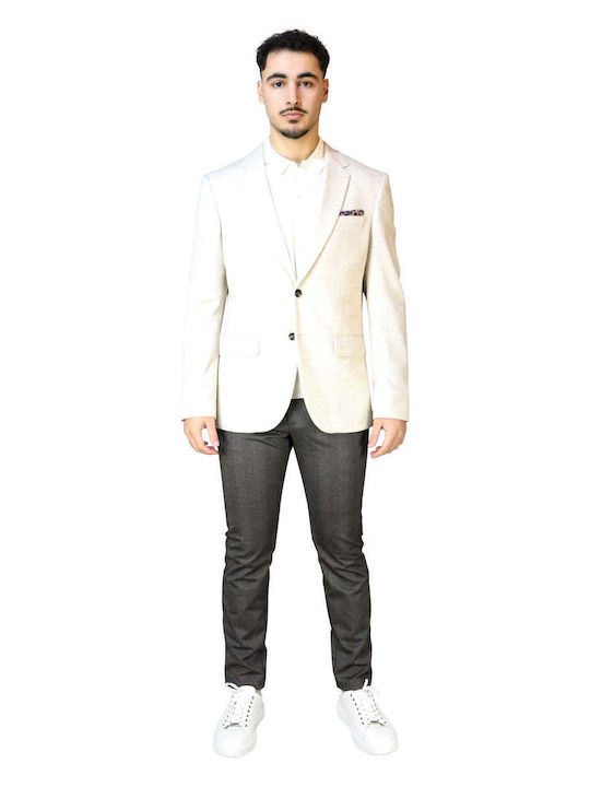 Men’s Suit Jacket with Slim Fit Ecru