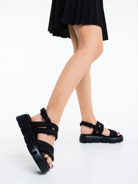 Damen Flache Sandalen Schwarz