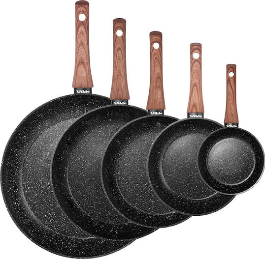 Vilde Set de Tigăi din Aluminiu Black&Wood cu Acoperire Antiaderentă 5 Vase