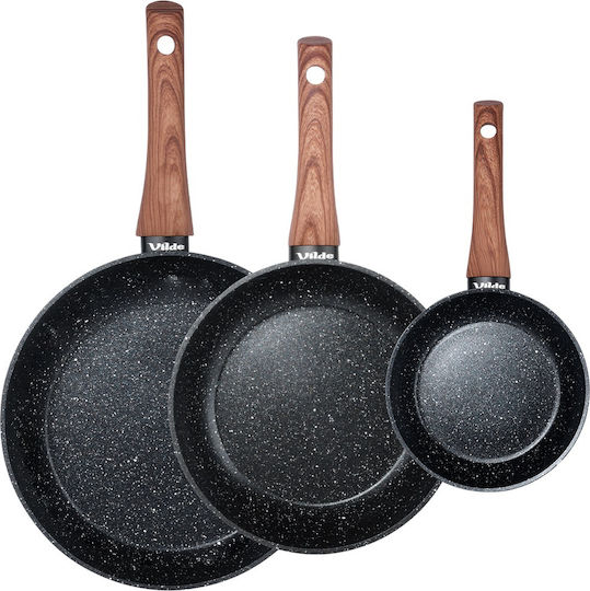 Vilde Set de tigăi din aluminiu Black&Wood cu acoperire antiaderentă 3 vase