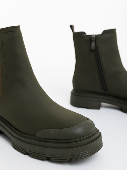 Women's Ankle Boots with Platform Green