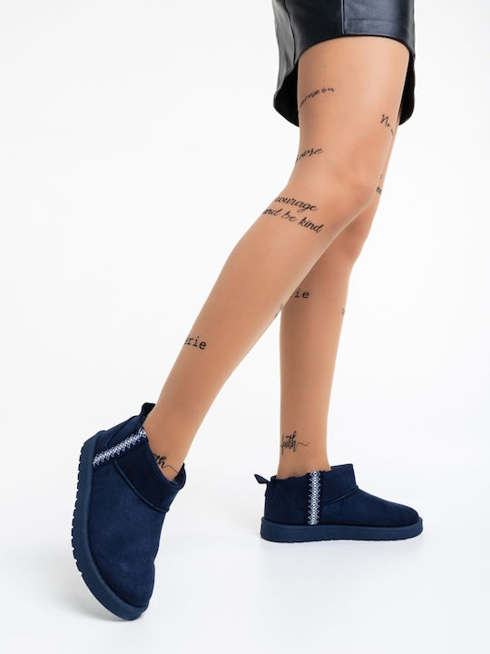 Damen Stiefeletten mit Pelz Blau