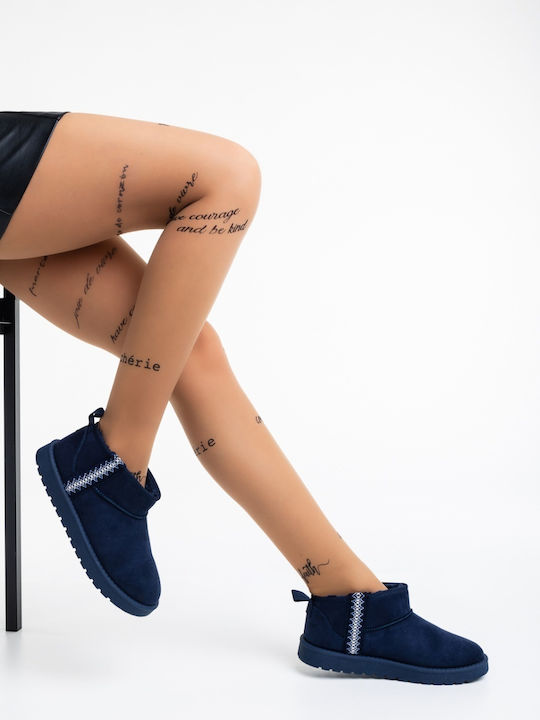 Damen Stiefeletten mit Pelz Blau