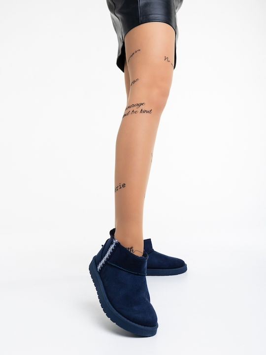 Damen Stiefeletten mit Pelz Blau