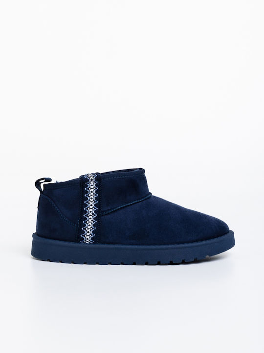 Damen Stiefeletten mit Pelz Blau