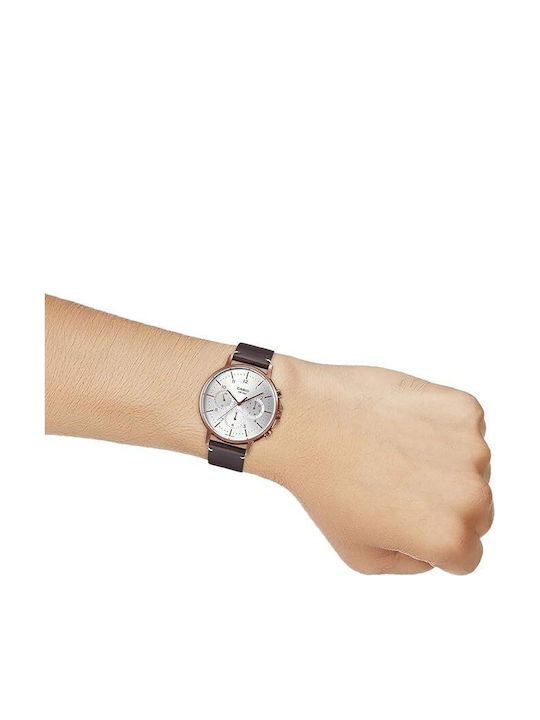 Casio Enticer Мъжки Часовник 50mm На Батерия с Кафява Кожена Каишка