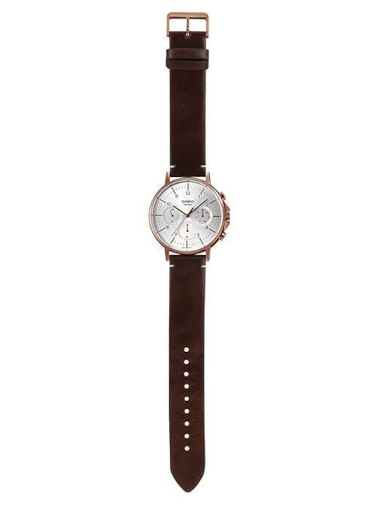 Casio Enticer Мъжки Часовник 50mm На Батерия с Кафява Кожена Каишка