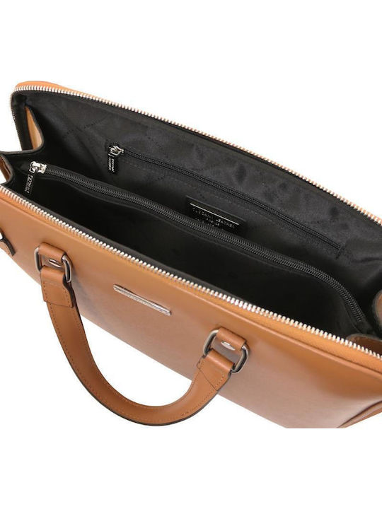 Leather Women's Briefcase Silver