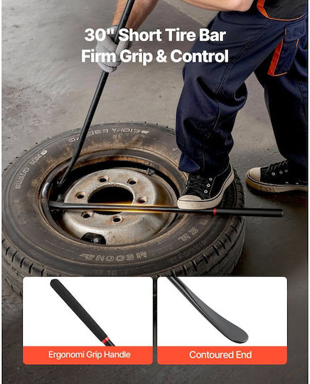 Vevor Tire Bars 2 Pieces Iron Base Tire Removal 970 Mm & Base Removal Spoon 765 Mm Changing Tools Solid Steel Alloy Heavy Duty Trucks Pickups Off Road Vehicles Buses Tractors Black