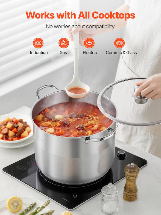 Vevor Deep Stainless Steel Steam Pot 15.1lt / 12.6cm