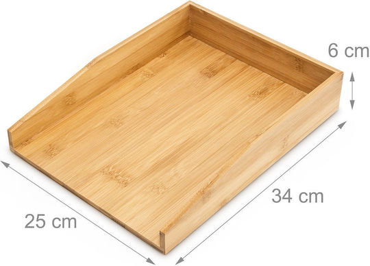 Suport Pentru Rechizite De Birou Relaxdays Suport Pentru Hârtie Din Bambus 6x34x25 Cm Culoare Maro Naturală