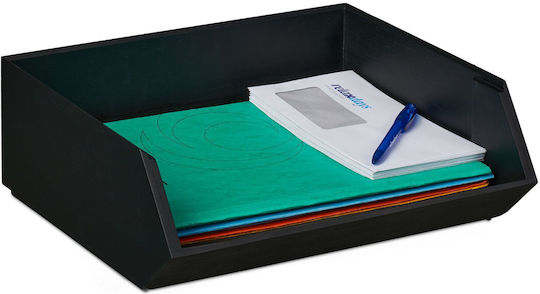 Relaxdays Cutie Organizatoare Stivuibilă Bambus 12.5x31x35 Cm Antracit 1 Compartiment