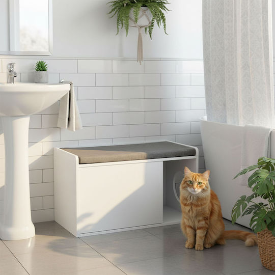Relaxdays Toaletă Pentru Pisici Închisă Albă M45.5 x L75 x Î43cm