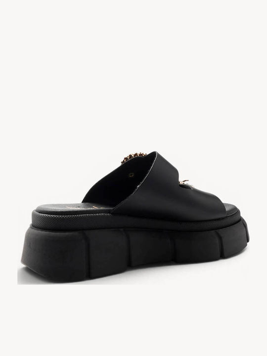 Black Chunky Flatforms Decorative Buckles