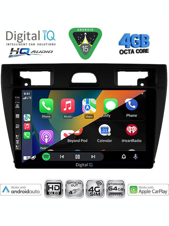 Digital IQ Car Audio System for Ford Fiesta 2005-2008 (Bluetooth/USB/WiFi/GPS/Apple CarPlay/Android Auto) with 9" Touch Screen