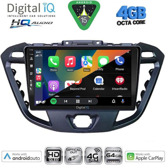 Digital IQ Car Audio System for Ford S-Max 2006-2014 with A/C Bluetooth USB Wi-Fi GPS Apple CarPlay Android Auto with 9 Inch Touch Screen