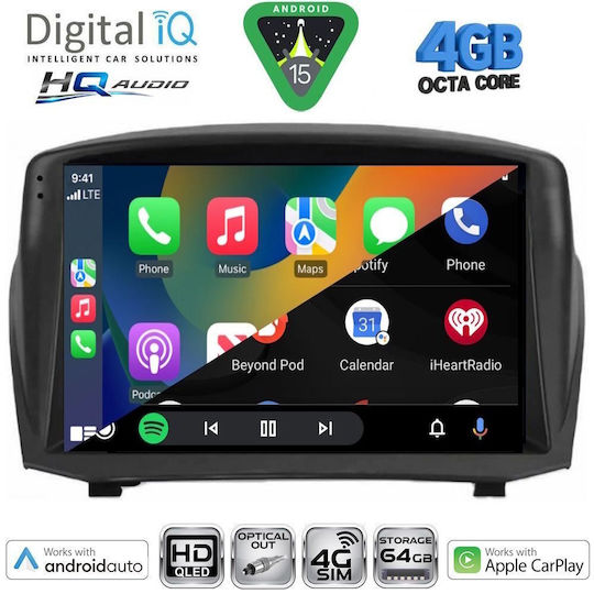 Digital IQ Ηχοσύστημα Αυτοκινήτου για Ford Fiesta 2008-2017 (Bluetooth/USB/WiFi/GPS/Apple-Carplay/Android-Auto) με Οθόνη Αφής 9"