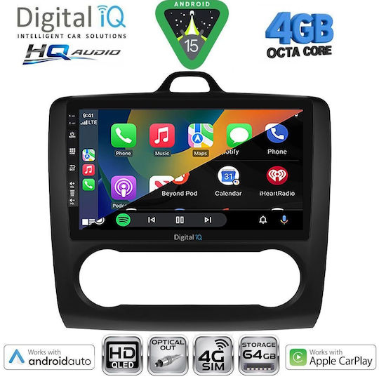 Digital IQ Ηχοσύστημα Αυτοκινήτου για Ford Focus 2005-2012 με Clima (Bluetooth/USB/WiFi/GPS/Apple-Carplay/Android-Auto) με Οθόνη Αφής 9"