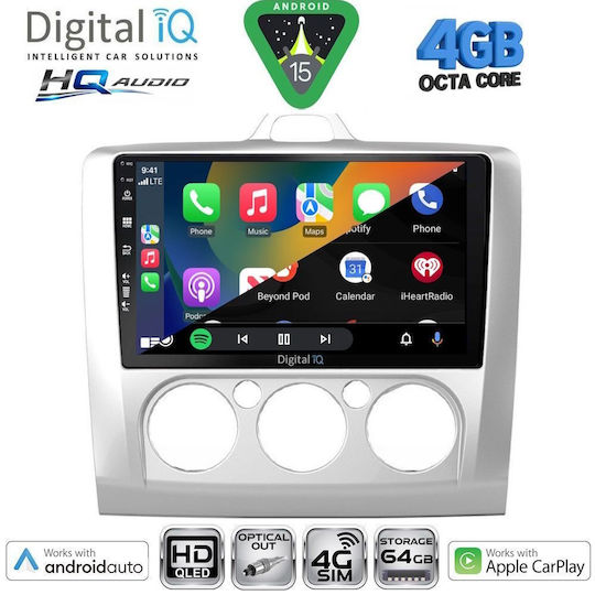 Digital IQ Ηχοσύστημα Αυτοκινήτου για Ford Focus 2005-2012 με A/C (Bluetooth/USB/WiFi/GPS/Apple-Carplay/Android-Auto) με Οθόνη Αφής 9"