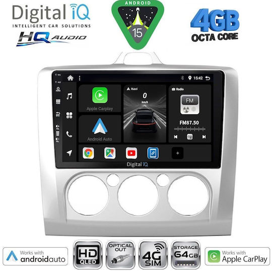 Digital IQ Ηχοσύστημα Αυτοκινήτου για Ford Focus 2005-2012 με A/C (Bluetooth/USB/WiFi/GPS/Apple-Carplay/Android-Auto) με Οθόνη Αφής 9"