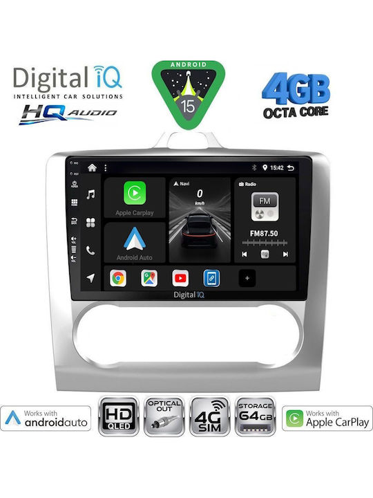 Digital IQ Car Audio System for Ford Focus 2005-2012 with A/C Bluetooth USB WiFi GPS Apple CarPlay Android Auto with 9" Touch Screen
