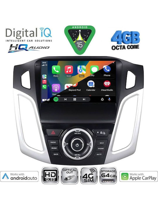 Digital IQ Car Audio System for Ford Focus 2005-2012 with A/C Bluetooth USB WiFi GPS Apple CarPlay Android Auto with 9" Touch Screen