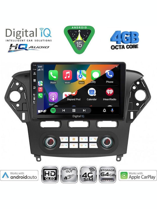 Digital IQ Car Audio System for Ford Mondeo 2011-2013 with Clima (Bluetooth/USB/WiFi/GPS/Apple CarPlay/Android Auto) with 10" Touch Screen