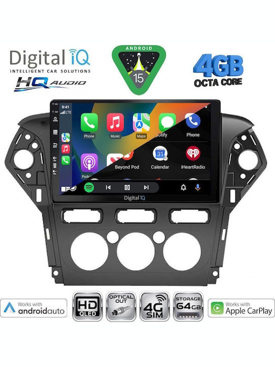 Digital IQ Car Audio System for Ford Mondeo 2011-2013 with A/C (Bluetooth/USB/WiFi/GPS/Apple CarPlay/Android Auto) with 10" Touch Screen
