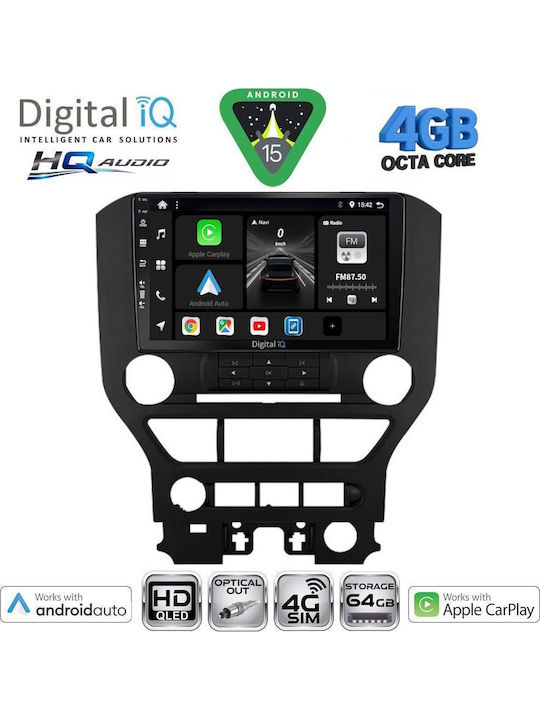 Digital IQ Car Audio System for Ford Mustang 2010-2015 Bluetooth USB WiFi GPS Apple CarPlay Android Auto with 9" Touch Screen