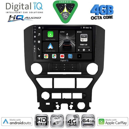 Digital IQ Ηχοσύστημα Αυτοκινήτου για Ford Mustang 2010-2015 (Bluetooth/USB/WiFi/GPS/Apple-Carplay/Android-Auto) με Οθόνη Αφής 9"