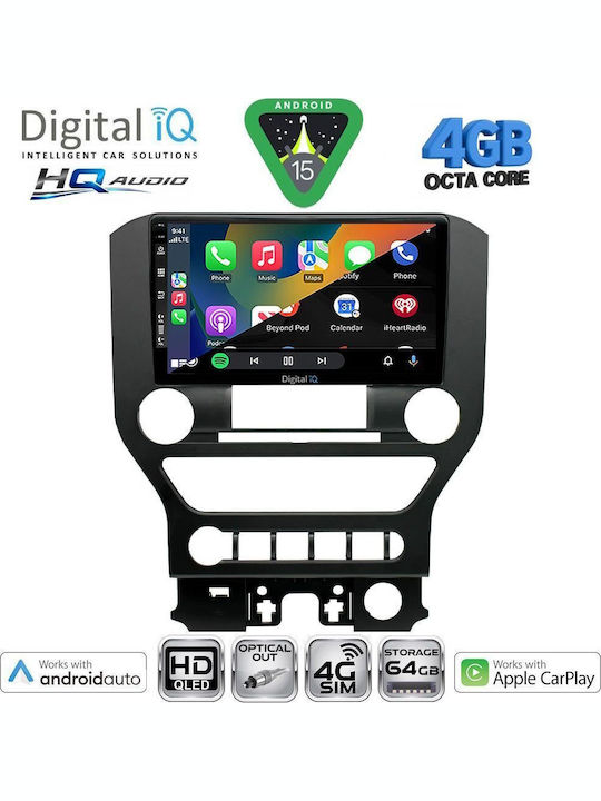 Digital IQ Car Audio System for Ford Mustang 2015-2020 (Bluetooth/USB/WiFi/GPS/Apple CarPlay/Android Auto) with 9" Touch Screen