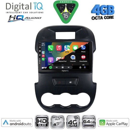 Digital IQ Car Audio System for Ford Ranger Mazda BT-50 2006-2011 Bluetooth USB WiFi GPS Apple CarPlay Android Auto with 9" Touch Screen